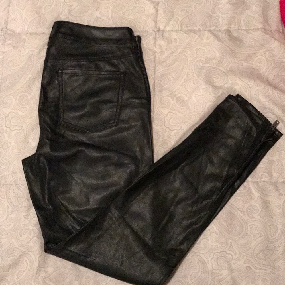 Faux Leather Pants w/ Zipper detailing